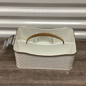 NWT Better Homes & Gardens Farmhouse textured Galvanized Caddy with Handle